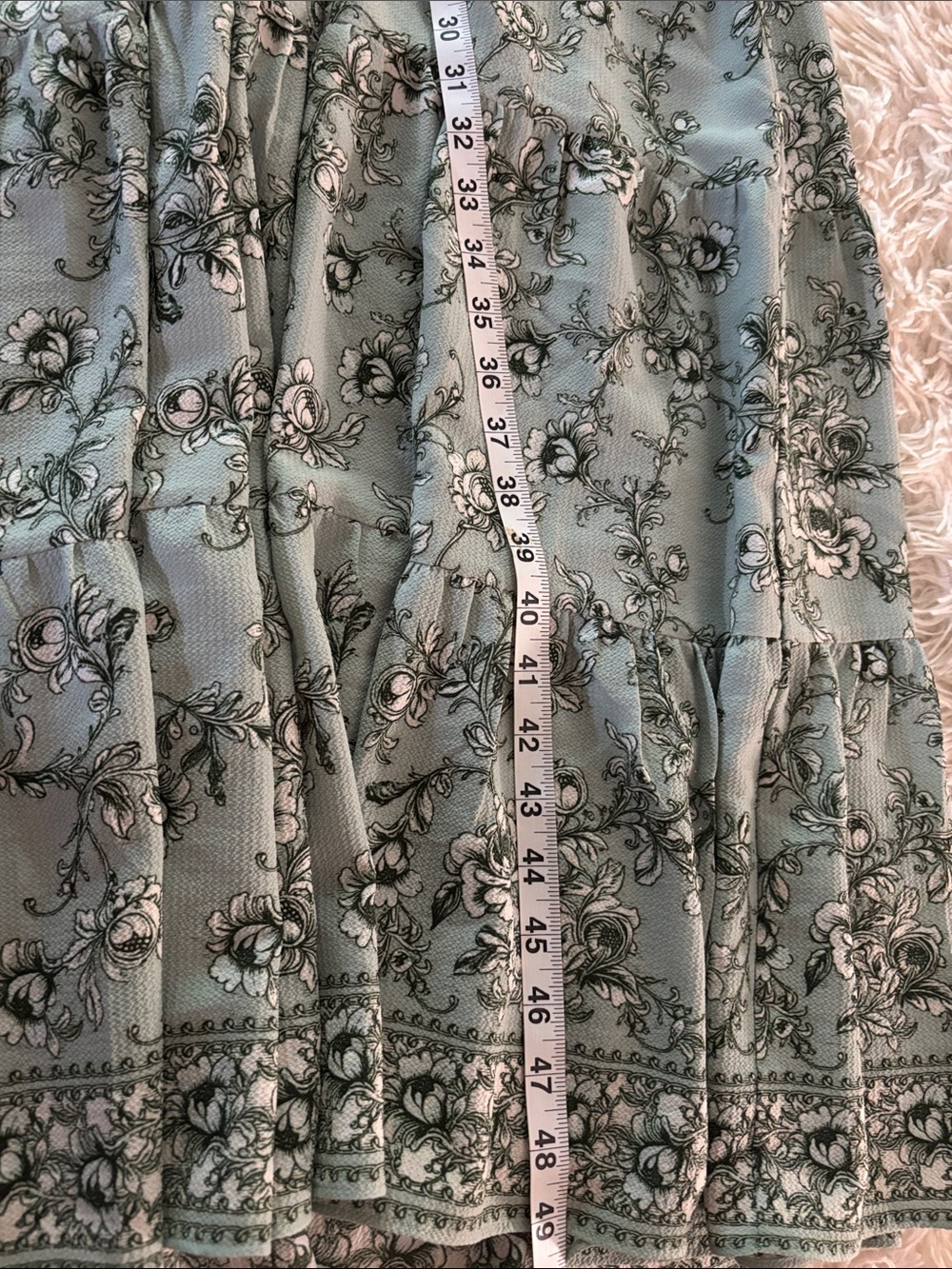 Max Studio Sage Green Floral Maxi Dress with Smocked Waist - Picture 7 of 7